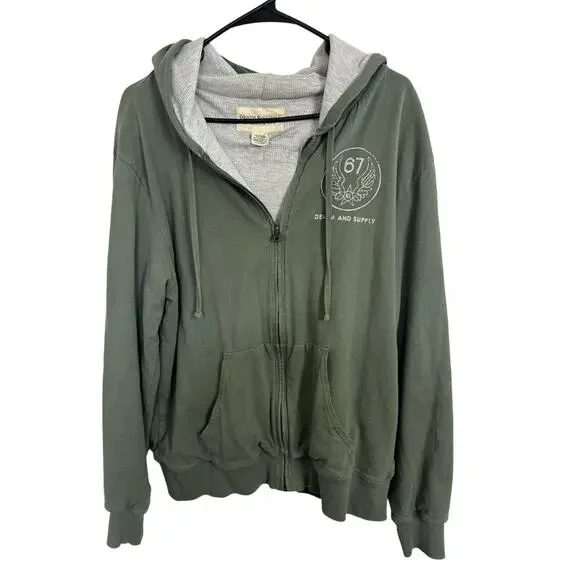 Ralph Lauren Denim & Supply Green Full Zip Waffle Hoodie Size Large Wings Star - Picture 1 of 9